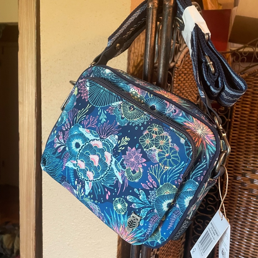 Sakroots Blue and Pink Floral Crossbody Bag